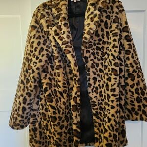 re:named Leopard Print Teddy Jacket
